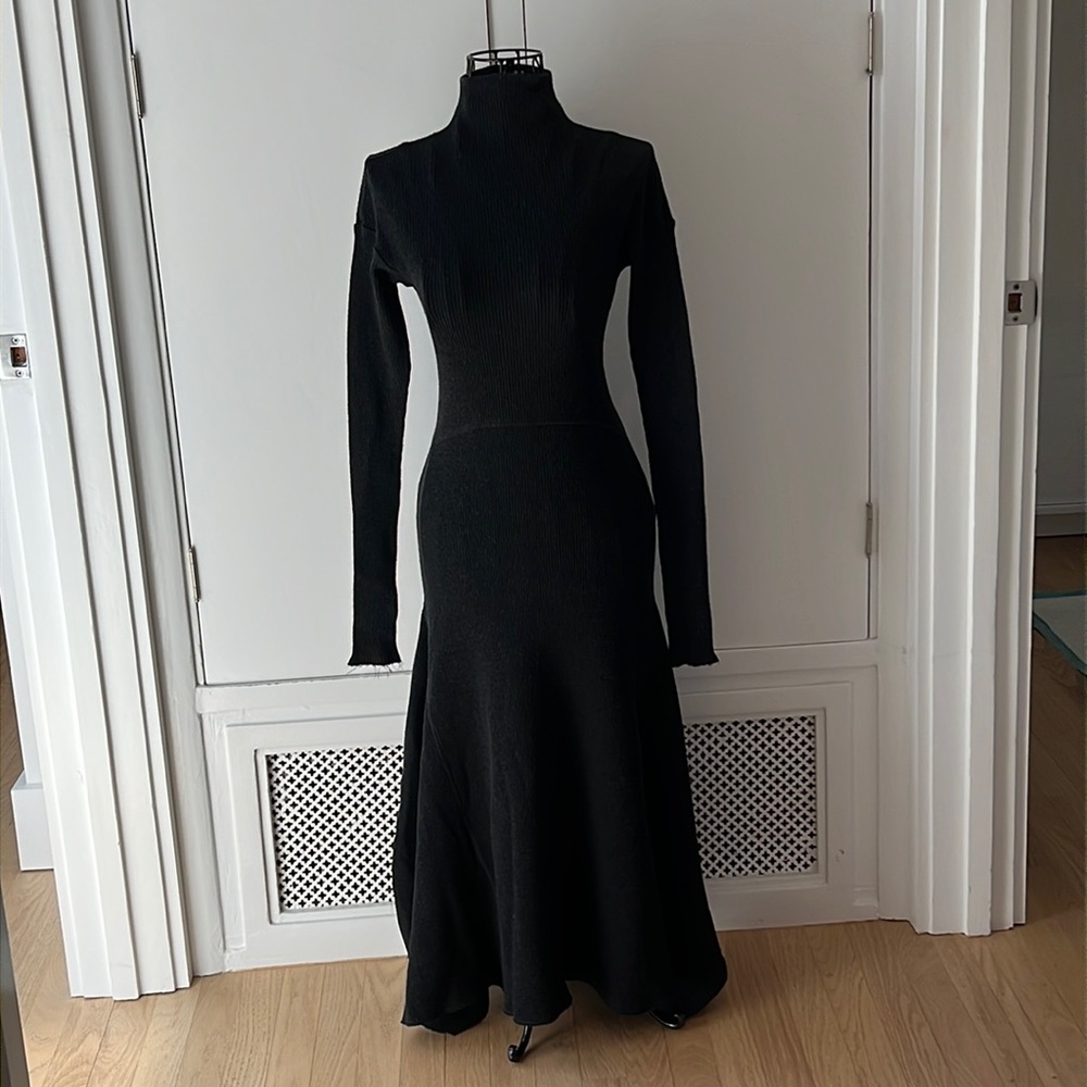 Theory long charcoal gray dress